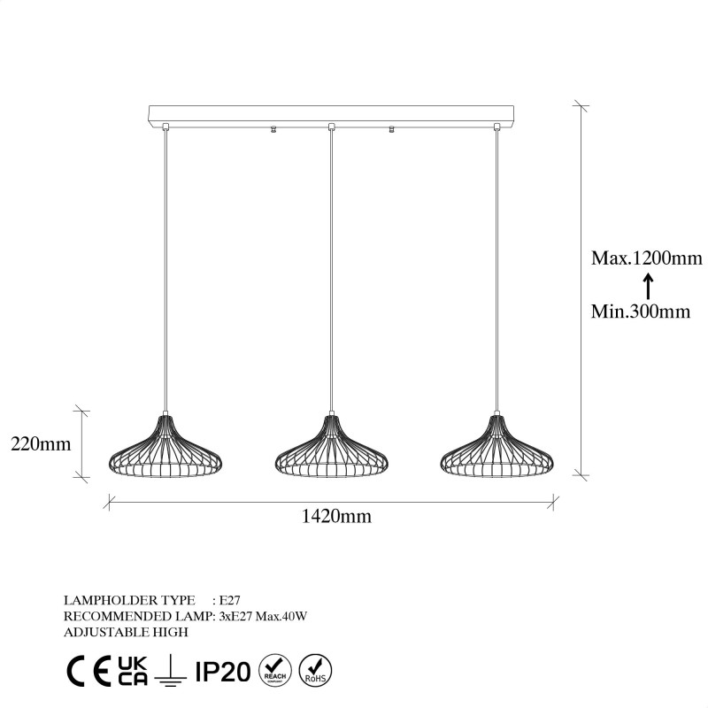 Chandelier Depay - 11260 Black
Antique