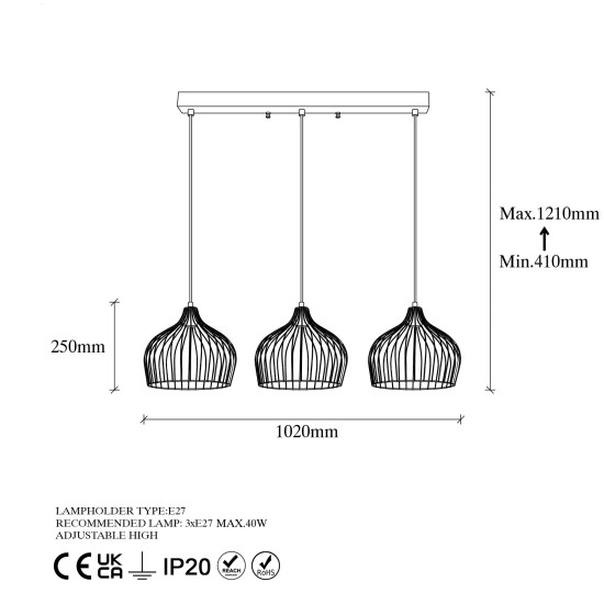 Chandelier Bek - 11376 Shiny Gold Opviq Chandelier Bek - 11376 Shiny Gold