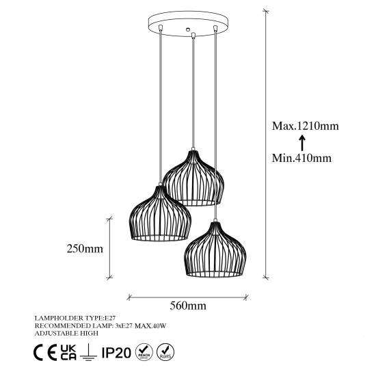 Chandelier Bek - 11381 Shiny Gold Chandelier Bek - 11381 Shiny Gold