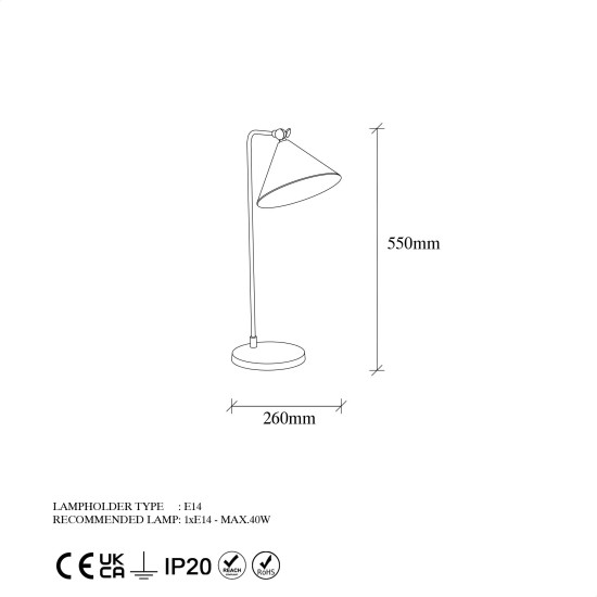 Table Lamp Konika - 12266 Gold Table Lamp Konika - 12266 Gold
