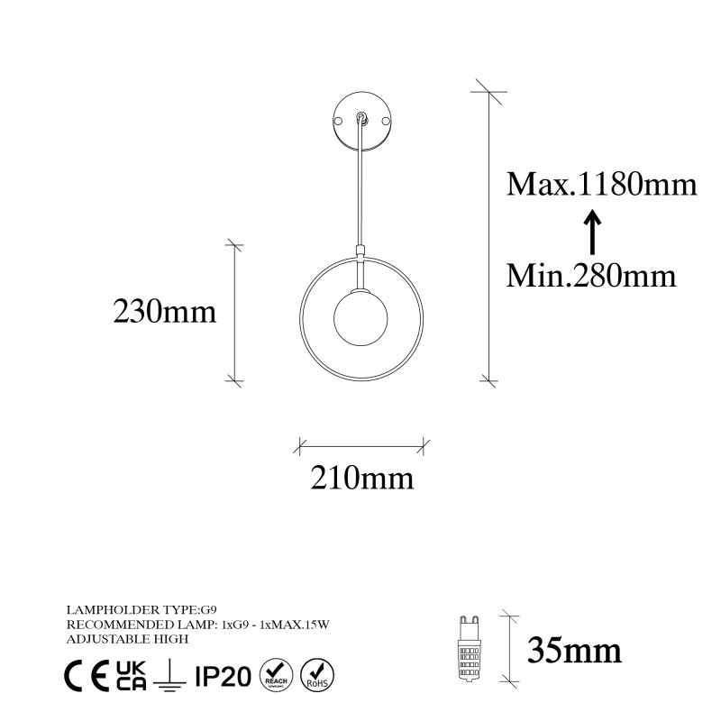 Wall Lamp Geometri - 11125 Black
White