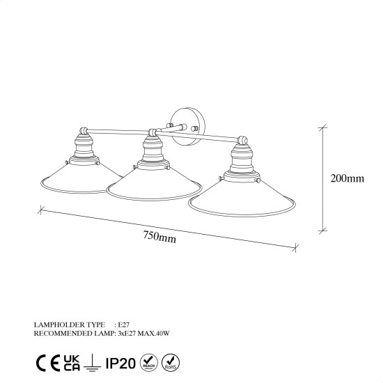 Wall Lamp Conical - 12186 Gold