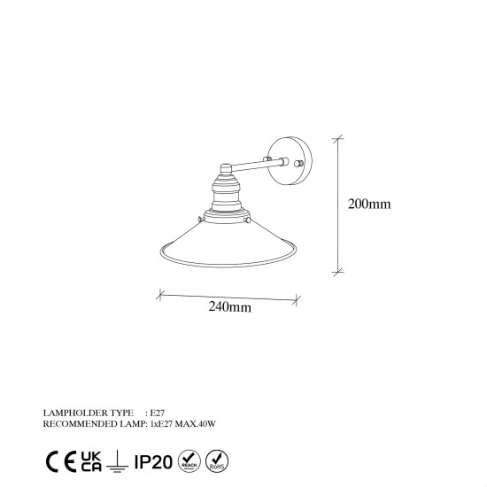 Wall Lamp Conical - 12196 Gold