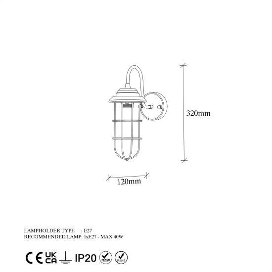 Wall Lamp Mahoni - 13206 Gold Wall Lamp Mahoni - 13206 Gold