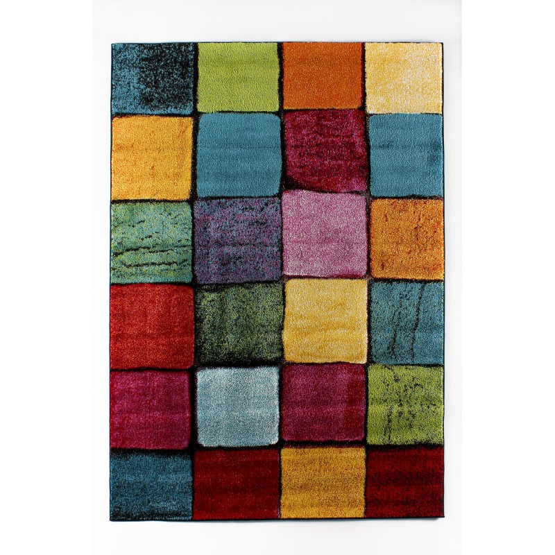 Hall Carpet (100 x 150) Renkli Kare Multicolor