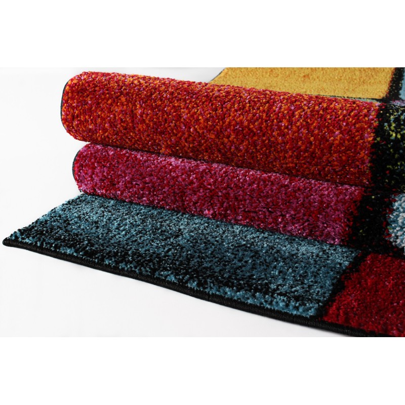 Hall Carpet (100 x 150) Renkli Kare Multicolor