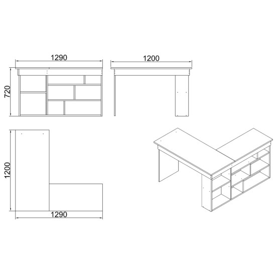 Hanah Home Study Desk Ct5-Aw Atlantic Pine
White