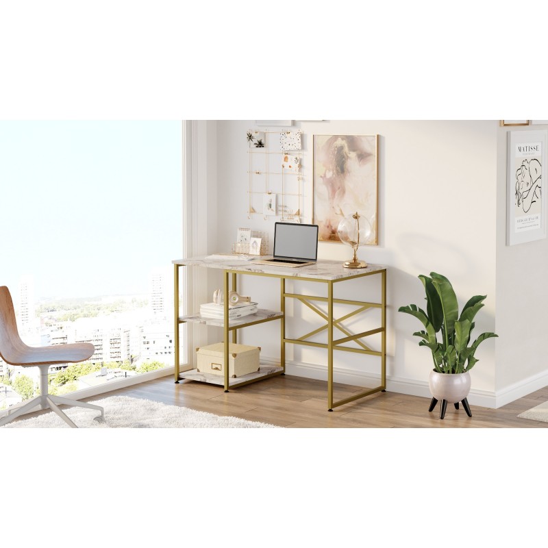 Hanah Home Study Desk Vg23-Ge White Marble
Gold
