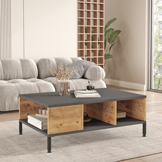 Τραπέζι Σαλονιού Rl2-Aa- 90x60x33,1εκ - Χρώμα Atlantic Πεύκο Ανθρακί Τραπέζι Σαλονιού Rl2-Aa- 90x60x33,1εκ - Χρώμα Atlantic Πεύκο Ανθρακί