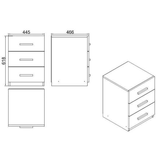 Hanah Home Drawer Vo3-Ob Oak
Black