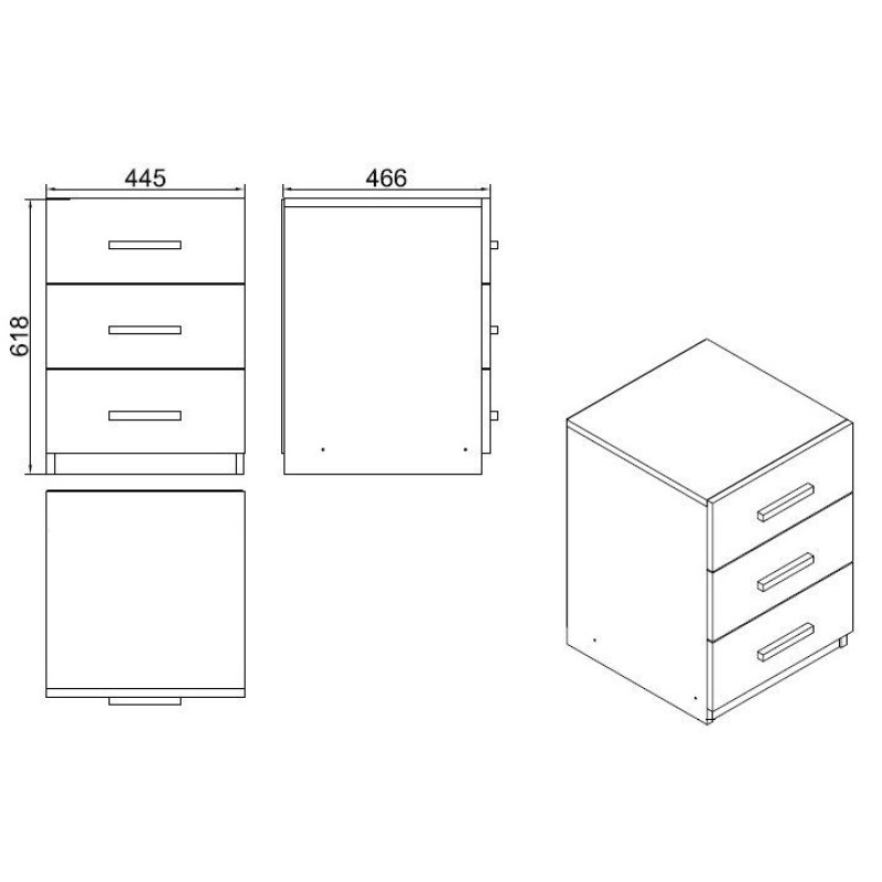 Hanah Home Drawer Vo3-Ob Oak
Black