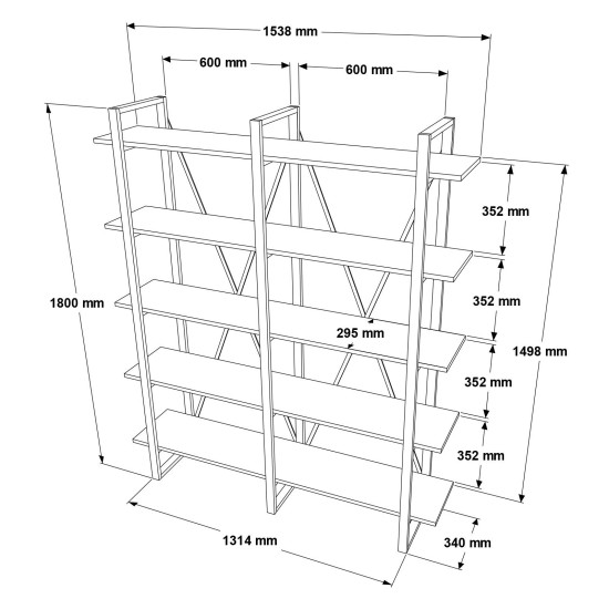 Bookshelf Mn05-Ba Walnut Hanah Home Bookshelf Mn05-Ba Walnut