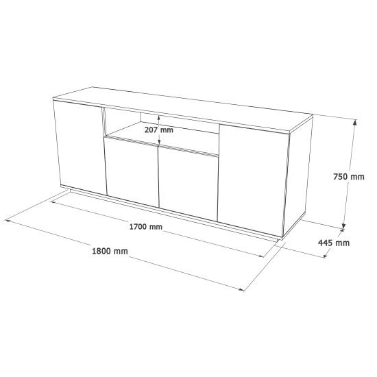 Μπουφές  Fr15-Aw Atlantic 180X75x44.5 Φυσικό Πεύκο Λευκό