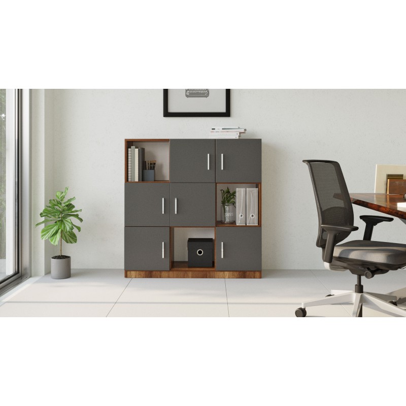 Βιβλιοθήκη 119,9χ37,6χ121,8εκ Vo7-Ba Χρώμα Καρυδί Ανθρακί