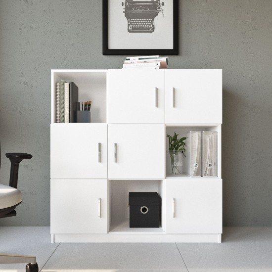 Βιβλιοθήκη Vo7-W 119,9x37,6x121,6εκ - Χρώμα Λευκό