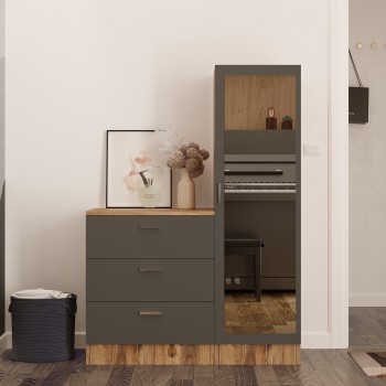 Ντουλάπια Πολλών Χρήσεων Cicilia - Χρώμα Atlantic Πεύκο Ανθρακί - 60x45x72εκ