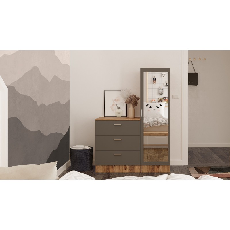 Ντουλάπια Πολλών Χρήσεων Cicilia - Χρώμα Atlantic Πεύκο Ανθρακί - 60x45x72εκ