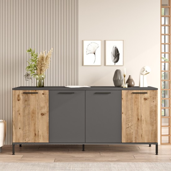 Μπουφές Rl4-Aa 160x40x71,8εκ - Χρώμα Atlantic Πεύκο Ανθρακί Μπουφές Rl4-Aa 160x40x71,8εκ - Χρώμα Atlantic Πεύκο Ανθρακί