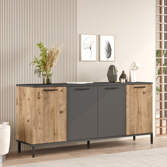 Μπουφές Rl4-Aa 160x40x71,8εκ - Χρώμα Atlantic Πεύκο Ανθρακί Μπουφές Rl4-Aa 160x40x71,8εκ - Χρώμα Atlantic Πεύκο Ανθρακί