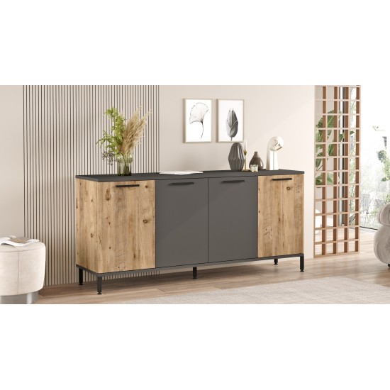 Μπουφές Rl4-Aa 160x40x71,8εκ - Χρώμα Atlantic Πεύκο Ανθρακί Μπουφές Rl4-Aa 160x40x71,8εκ - Χρώμα Atlantic Πεύκο Ανθρακί