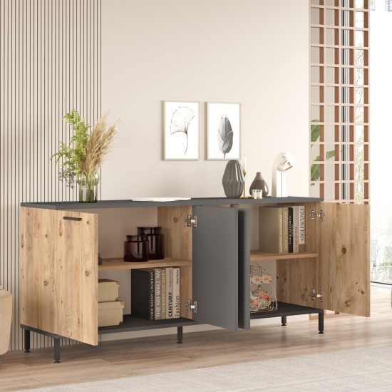 Μπουφές Rl4-Aa 160x40x71,8εκ - Χρώμα Atlantic Πεύκο Ανθρακί Μπουφές Rl4-Aa 160x40x71,8εκ - Χρώμα Atlantic Πεύκο Ανθρακί