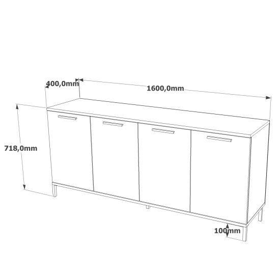 Μπουφές Rl4-Aa 160x40x71,8εκ - Χρώμα Atlantic Πεύκο Ανθρακί Μπουφές Rl4-Aa 160x40x71,8εκ - Χρώμα Atlantic Πεύκο Ανθρακί