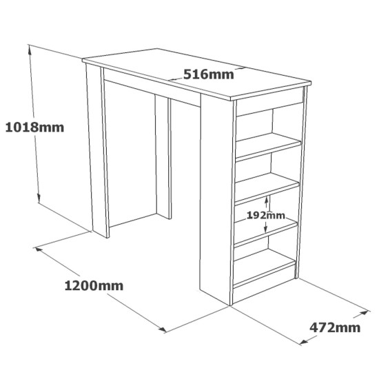 Τραπέζι Μπαρ Κουζίνας - Clarisa - Χρώμα Λευκό - 120x51,6x101,8εκ Τραπέζι Μπαρ Κουζίνας - Clarisa - Χρώμα Λευκό - 120x51,6x101,8εκ