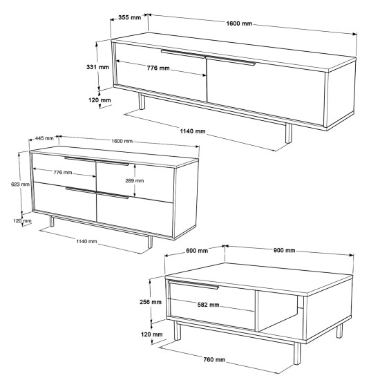 Living Room Furniture Set ON20-SU Oak Living Room Furniture Set ON20-SU Oak