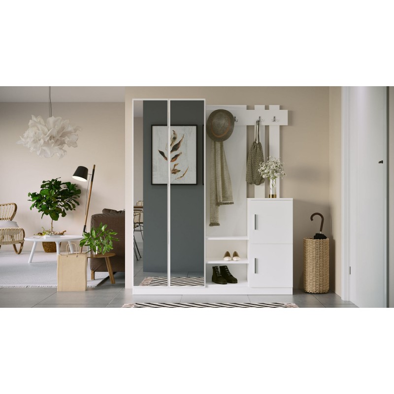 Έπιπλο Εισόδου - Dd8- Χρώμα Λευκό -147,2x37,5x179,7εκ