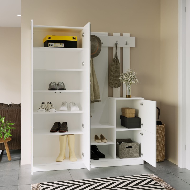 Έπιπλο Εισόδου - Dd8- Χρώμα Λευκό -147,2x37,5x179,7εκ