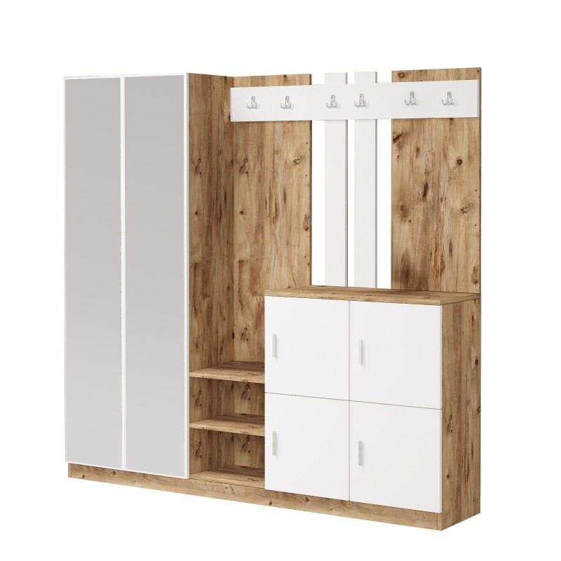 Έπιπλο Εισόδου Dd9 - Χρώμα Atlantic Πεύκο Λευκό - 187,2x37,5x180εκ