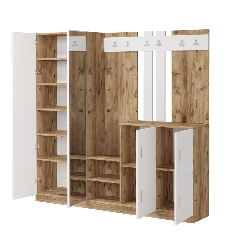 Έπιπλο Εισόδου Dd9 - Χρώμα Atlantic Πεύκο Λευκό - 187,2x37,5x180εκ