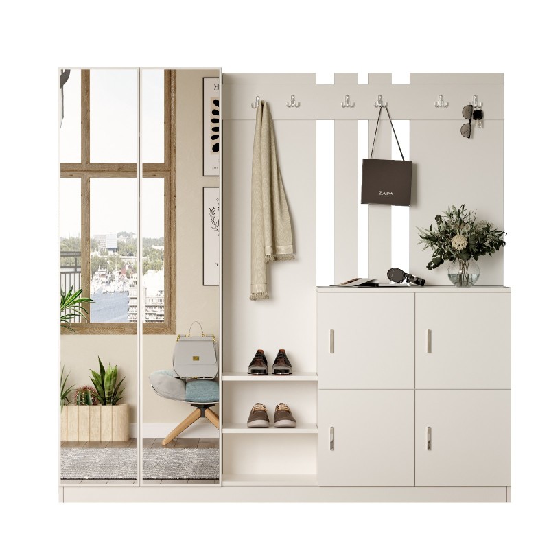 Έπιπλο Εισόδου Dd9- Χρώμα Λευκό - 187,2x37,5x180εκ