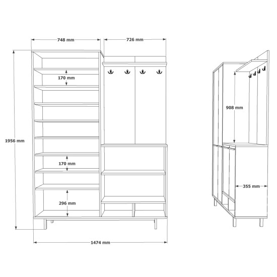 Hall Stand OS1-SA Oak
Anthracite