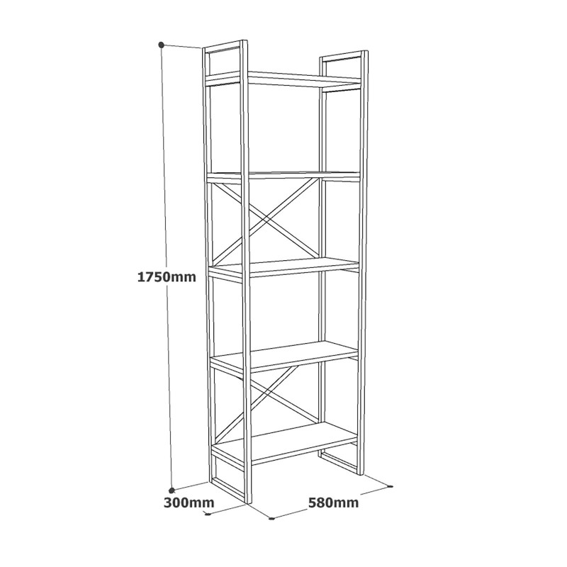 Βιβλιοθήκη - Kiki - Vg3-Ge - Χρώμα Λευκό με Εφέ Μαρμάρου & Χρυσό - 58x30x175εκ