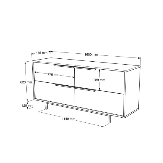 Μπουφές 160x44,5x74,3εκ On3-S Χρώμα Καρυδί