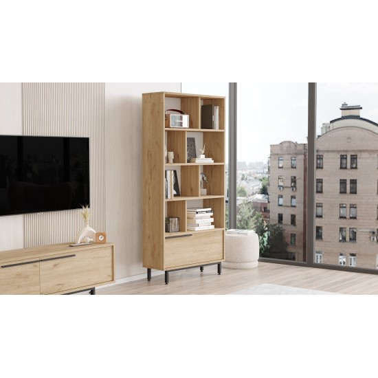 Βιβλιοθήκη - Karla - On4-S - Χρώμα Καρυδί - 84x30x176εκ Βιβλιοθήκη - Karla - On4-S - Χρώμα Καρυδί - 84x30x176εκ