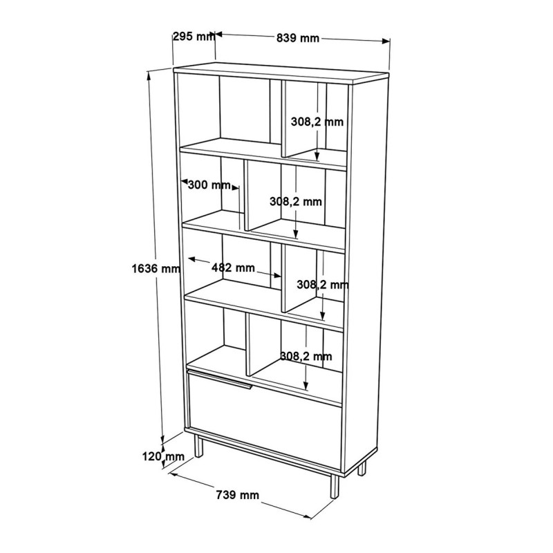 Βιβλιοθήκη - Karla - On4-S - Χρώμα Καρυδί - 84x30x176εκ