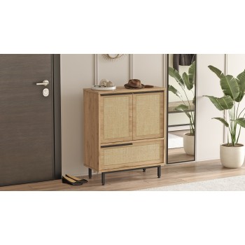 Παπουτσοθήκη On8C-Su 74,8x35,5x74,8εκ - Χρώμα Καρυδί & Δρυς