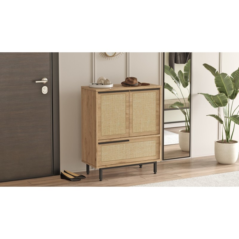 Παπουτσοθήκη On8C-Su 74,8x35,5x74,8εκ - Χρώμα Καρυδί & Δρυς