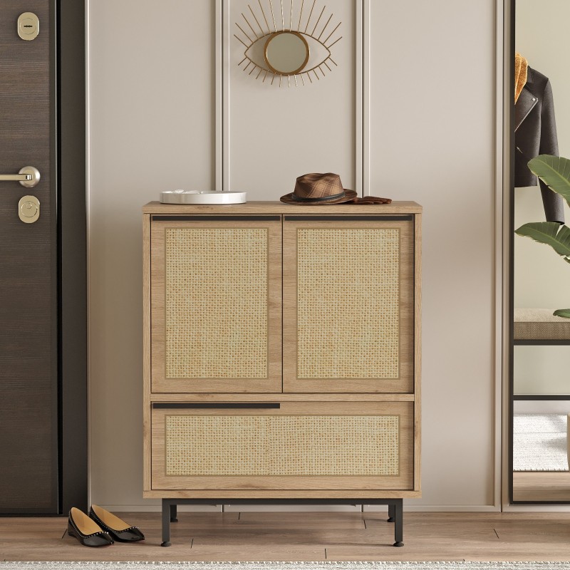 Παπουτσοθήκη On8C-Su 74,8x35,5x74,8εκ - Χρώμα Καρυδί & Δρυς