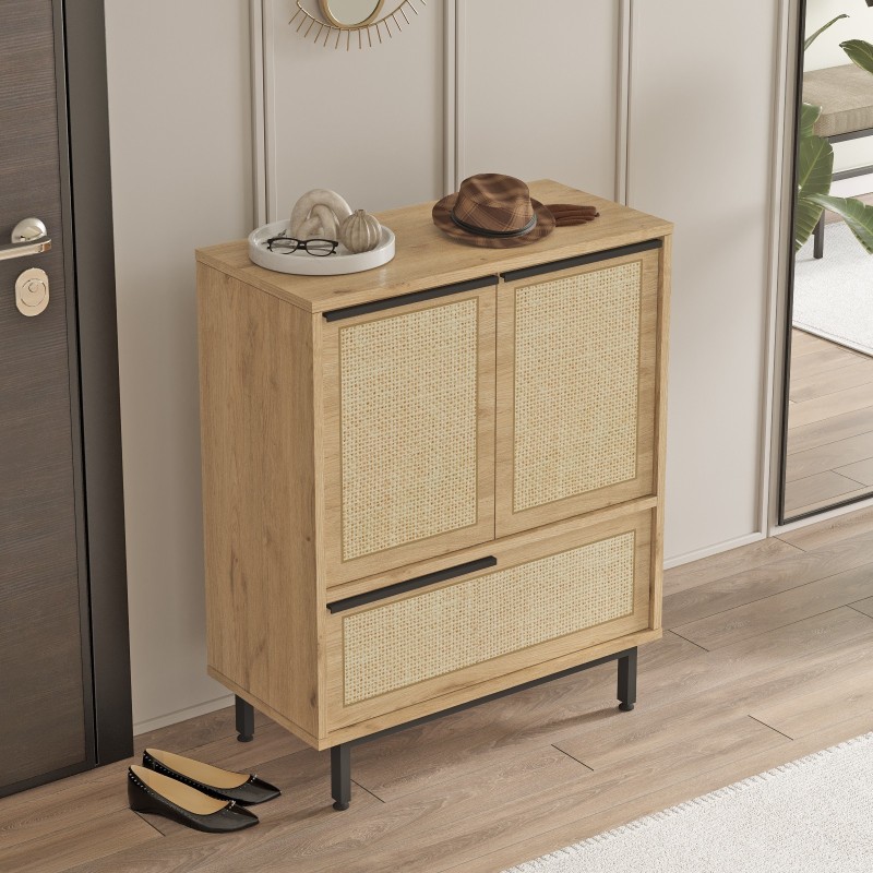 Παπουτσοθήκη On8C-Su 74,8x35,5x74,8εκ - Χρώμα Καρυδί & Δρυς