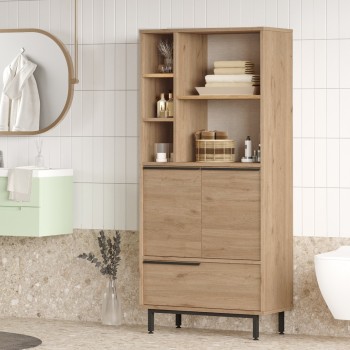 Ντουλάπι Μπάνιου 74,8x35,5x161,6εκ On9C-S - Χρώμα Καρυδί