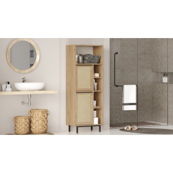 Ντουλάπι Μπάνιου 160x35.5x45.1εκ On10C-Su - Χρώμα Καρυδί & Δρυς