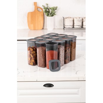 Storage Box Set (12 Pieces) BNMPOLYAS12-17 Anthracite
