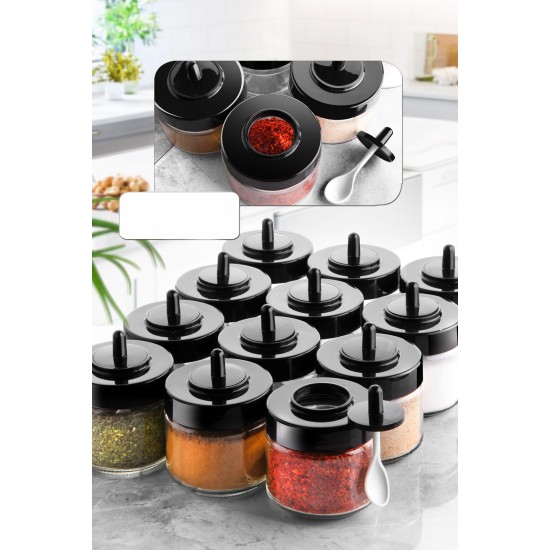 Hermia Spice Jar Set (12 Pieces) Genis Kasikli 12 Transparent