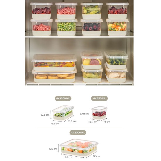 Fridge Organizer Set (12 Pieces) 4A4B4C - Grey Grey Fridge Organizer Set (12 Pieces) 4A4B4C - Grey Grey