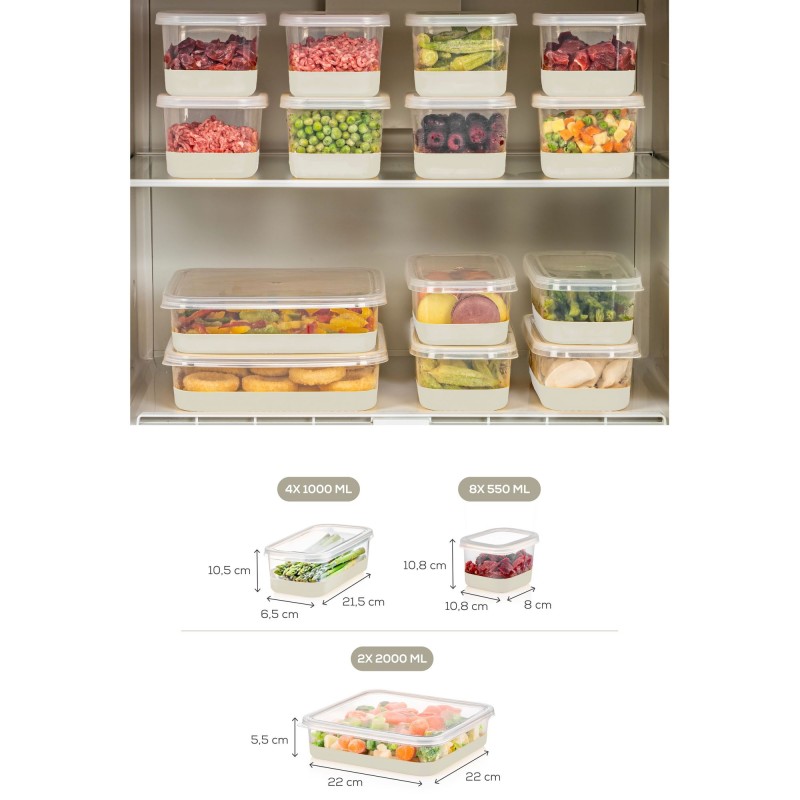 Fridge Organizer Set (14 Pieces) 8A4B2C - Grey Grey