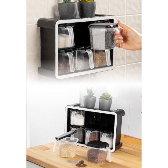 Spice Jar Set (7 Pieces) BNM-9172 - Anthracite Anthracite Spice Jar Set (7 Pieces) BNM-9172 - Anthracite Anthracite
