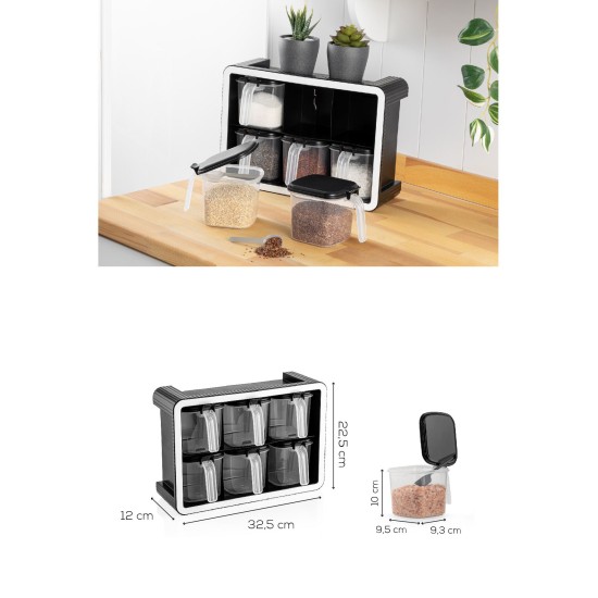 Spice Jar Set (7 Pieces) BNM-9172 - Anthracite Anthracite Spice Jar Set (7 Pieces) BNM-9172 - Anthracite Anthracite
